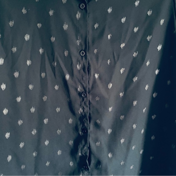 SHEIN Women's Black & Gold Polka Dot Long Sleeve Button Up Shirt Top Size Large - Picture 3 of 11